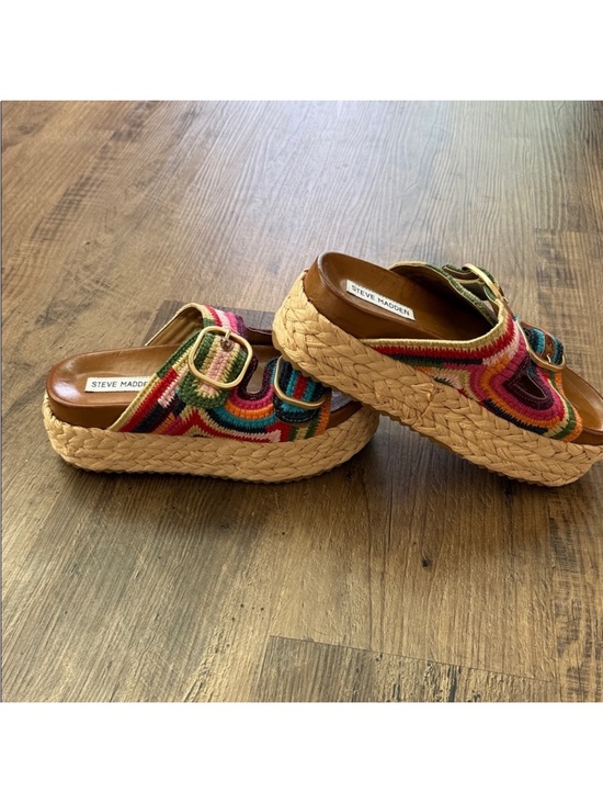 Steve Madden Shoes - Steve Madden Multicolor Woven Espadrille Platform Mules